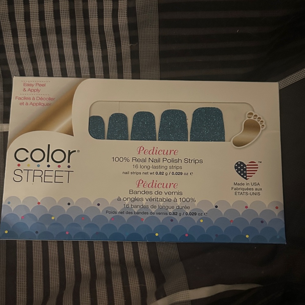 Color Street Pedicure Blue Glitter Nail Polish Strips
